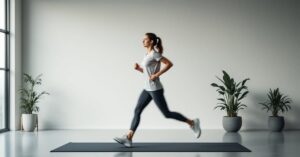 Coureur analysant sa vitesse de course à pied avec une montre GPS sur une piste d'athlétisme