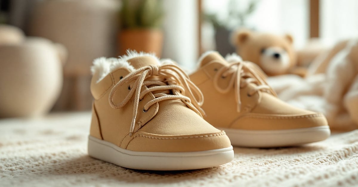 Chaussures bébé de différentes tailles posées sur un fond clair pour illustrer le guide des pointures