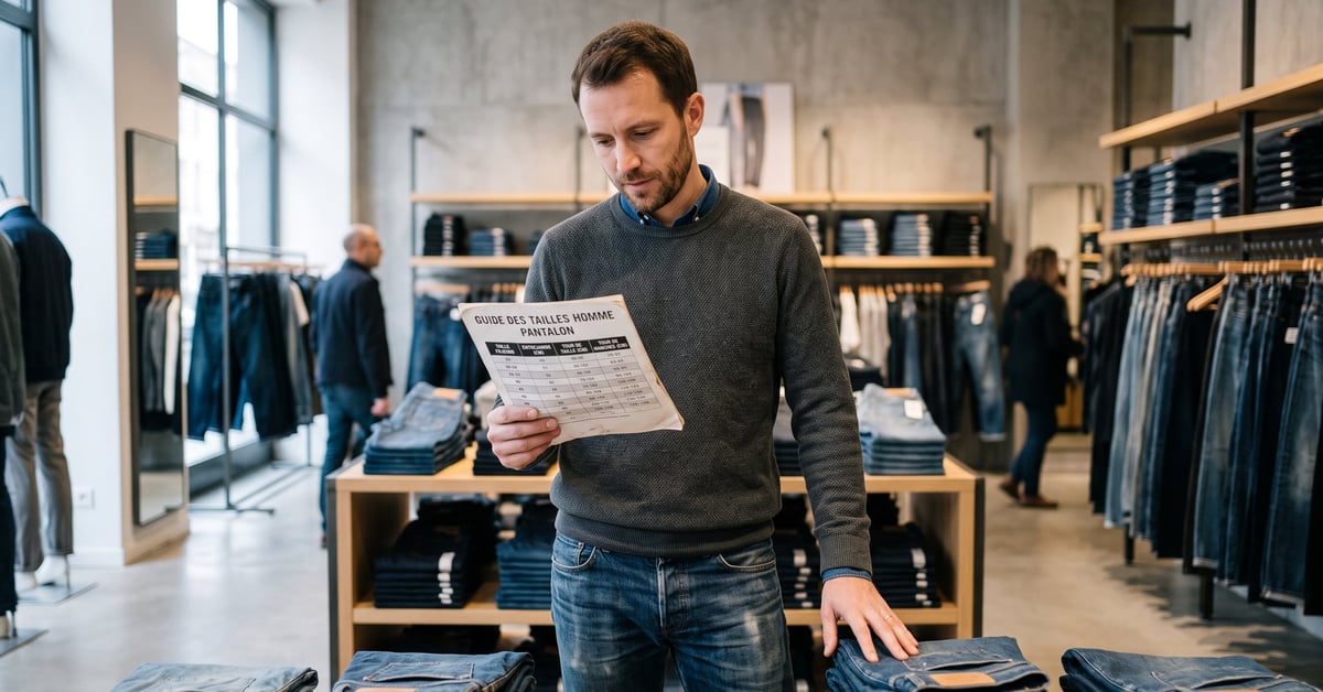 Guide des tailles homme pantalon : mesures et conversions pour bien choisir sa taille