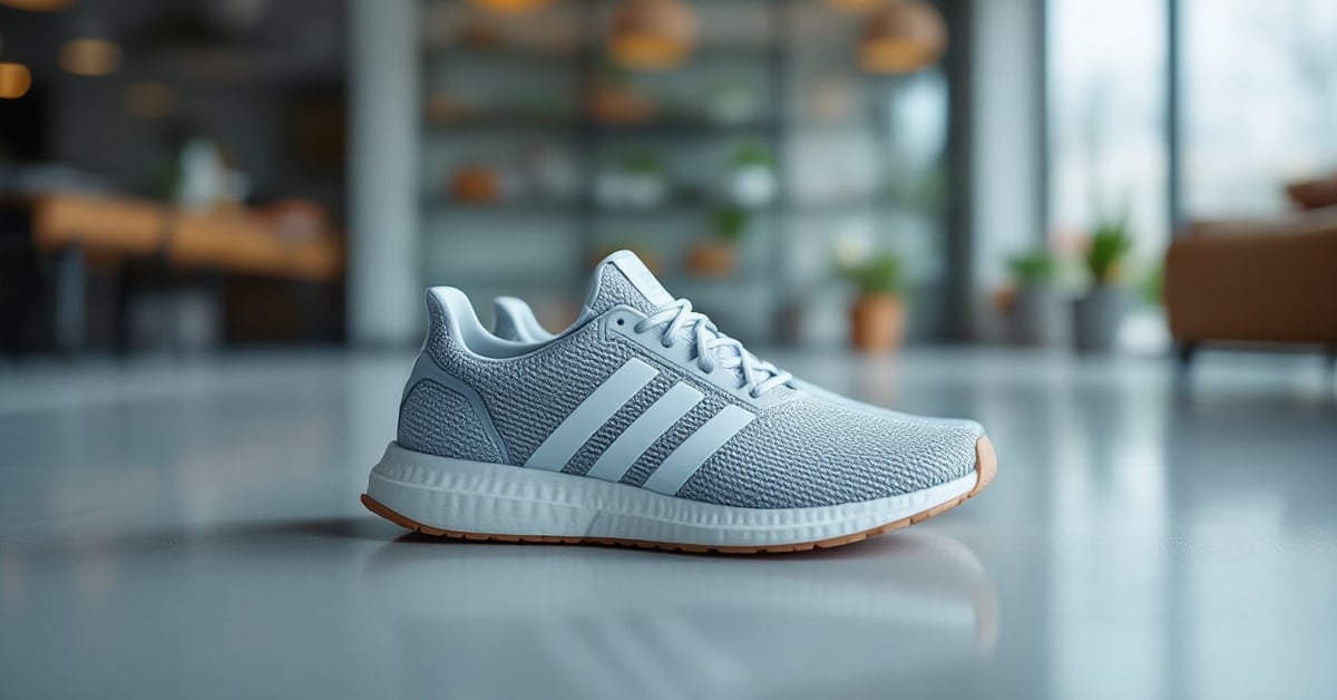 Chaussures de course Adidas posées sur fond moderne – adidas chaussure course